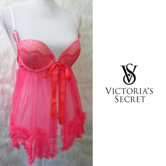 Victoria’s Secret Ruffle Tie lace babydoll 36B - Picture 3 of 4